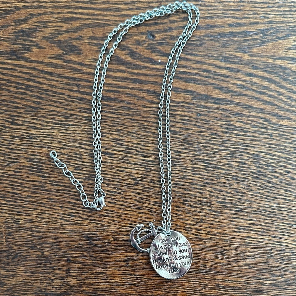 PENDANT NECKLACE Silver Plated  25” Whimsical Nautical Friendship Boho Ocean EUC
